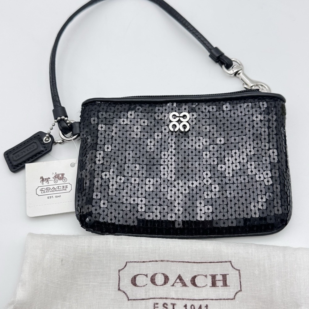 New Coach Black Sequined Special Occasion Dressy Special Edition Wristlet W/Tags
